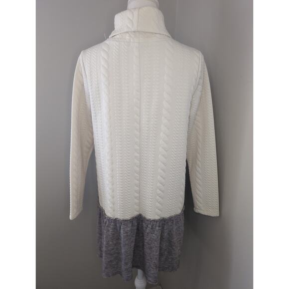 Thml quilted ivory heathered gray ruffle dress Med - Picture 3 of 6